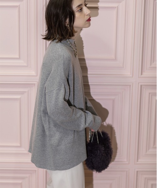 OPAQUE.CLIP(オペークドットクリップ)の「◆ミドルゲージハイネックニット/FILIVIVI・フィルビビ【洗える】(ニット/セーター・レディース・ベージュ×ブラック/グレー/チャコールグレー・36/38/40/42)」の5枚目の写真