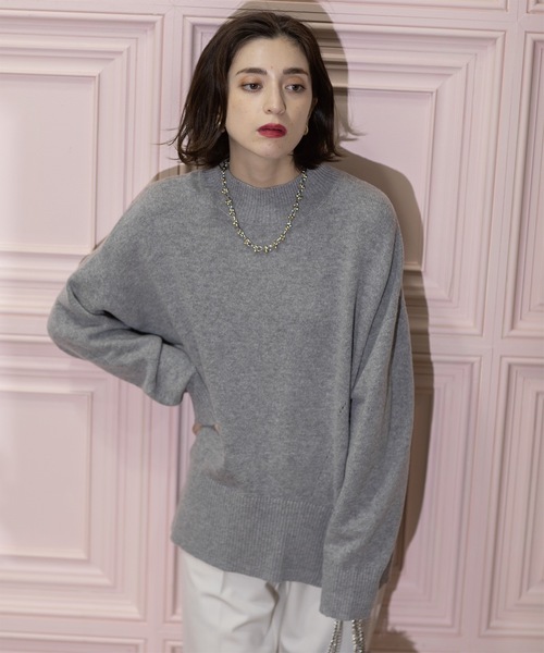 OPAQUE.CLIP(オペークドットクリップ)の「◆ミドルゲージハイネックニット/FILIVIVI・フィルビビ【洗える】(ニット/セーター・レディース・ベージュ×ブラック/グレー/チャコールグレー・36/38/40/42)」の6枚目の写真