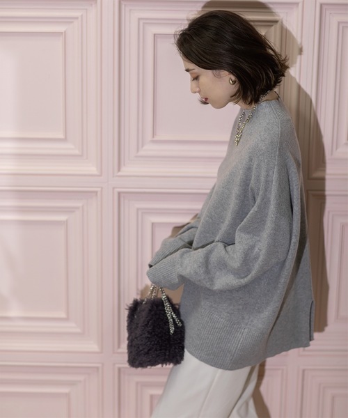 OPAQUE.CLIP(オペークドットクリップ)の「◆ミドルゲージハイネックニット/FILIVIVI・フィルビビ【洗える】(ニット/セーター・レディース・ベージュ×ブラック/グレー/チャコールグレー・36/38/40/42)」の7枚目の写真