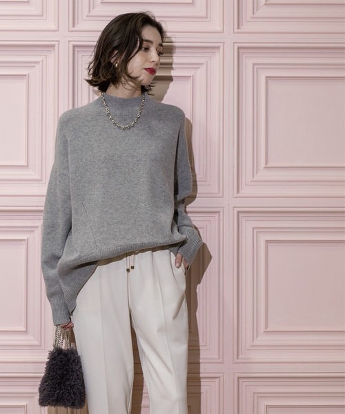 OPAQUE.CLIP(オペークドットクリップ)の「◆ミドルゲージハイネックニット/FILIVIVI・フィルビビ【洗える】(ニット/セーター・レディース・ベージュ×ブラック/グレー/チャコールグレー・36/38/40/42)」の9枚目の写真