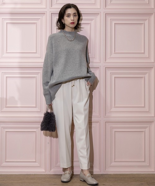 OPAQUE.CLIP(オペークドットクリップ)の「◆ミドルゲージハイネックニット/FILIVIVI・フィルビビ【洗える】(ニット/セーター・レディース・ベージュ×ブラック/グレー/チャコールグレー・36/38/40/42)」の12枚目の写真