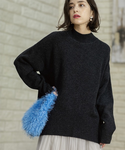 OPAQUE.CLIP(オペークドットクリップ)の「◆ミドルゲージハイネックニット/FILIVIVI・フィルビビ【洗える】(ニット/セーター・レディース・ベージュ×ブラック/グレー/チャコールグレー・36/38/40/42)」の13枚目の写真