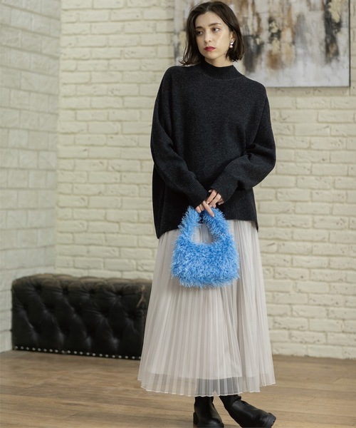 OPAQUE.CLIP(オペークドットクリップ)の「◆ミドルゲージハイネックニット/FILIVIVI・フィルビビ【洗える】(ニット/セーター・レディース・ベージュ×ブラック/グレー/チャコールグレー・36/38/40/42)」の20枚目の写真