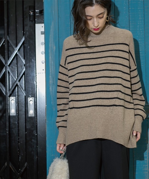 OPAQUE.CLIP(オペークドットクリップ)の「◆ミドルゲージハイネックニット/FILIVIVI・フィルビビ【洗える】(ニット/セーター・レディース・ベージュ×ブラック/グレー/チャコールグレー・36/38/40/42)」の21枚目の写真