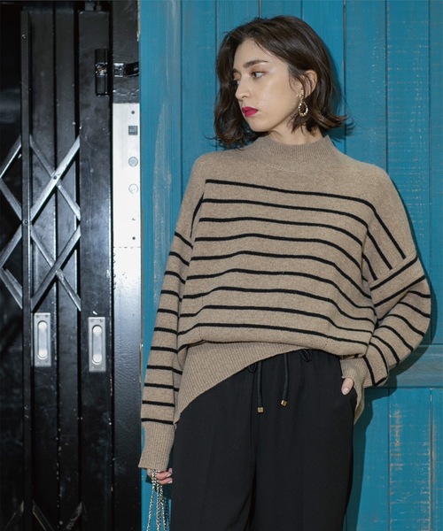 OPAQUE.CLIP(オペークドットクリップ)の「◆ミドルゲージハイネックニット/FILIVIVI・フィルビビ【洗える】(ニット/セーター・レディース・ベージュ×ブラック/グレー/チャコールグレー・36/38/40/42)」の22枚目の写真