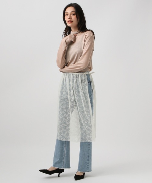 BAYFLOW（ベイフロー）の「[レイヤードスタイルにも]ラメハイネックプルオーバー（Tシャツ/カットソー・レディース・ブラック/ピンク/アイボリー・FREE）」の6枚目の写真