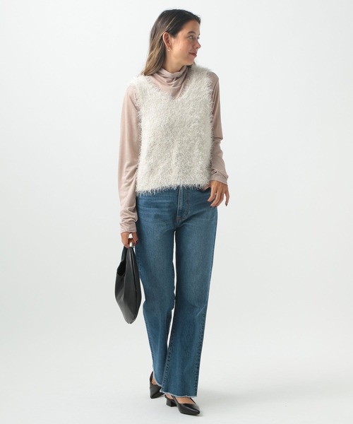 BAYFLOW（ベイフロー）の「[レイヤードスタイルにも]ラメハイネックプルオーバー（Tシャツ/カットソー・レディース・ブラック/ピンク/アイボリー・FREE）」の7枚目の写真