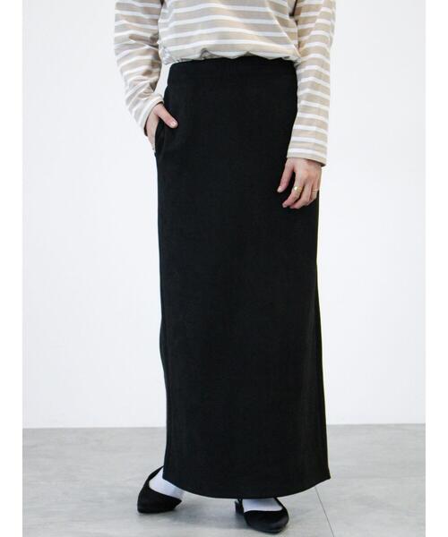 Lugnoncure（ルノンキュール）の「【選べる着丈】スウェード調タイトスカート（スカート・レディース・ベージュ/ネイビー/ブラック/チャコールグレー・ﾌﾘｰ(L)/ﾌﾘｰ(M)）」の3枚目の写真