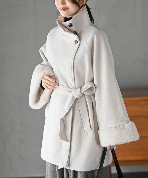 フェイクファースリーブスタンドコート（その他アウター）｜rps