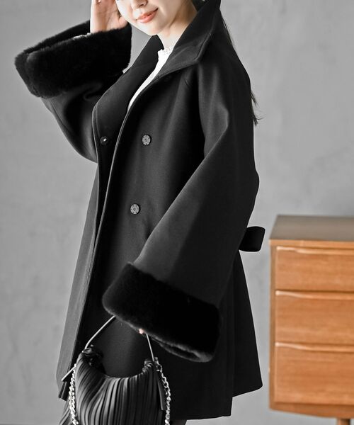 フェイクファースリーブスタンドコート（その他アウター）｜rps