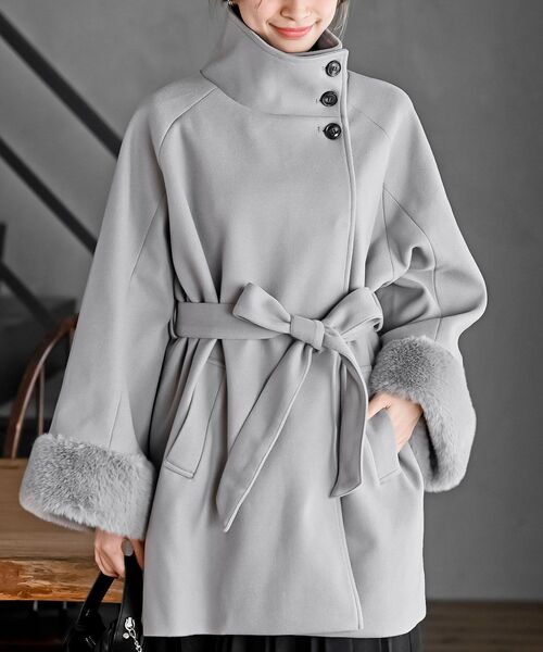 フェイクファースリーブスタンドコート（その他アウター）｜rps