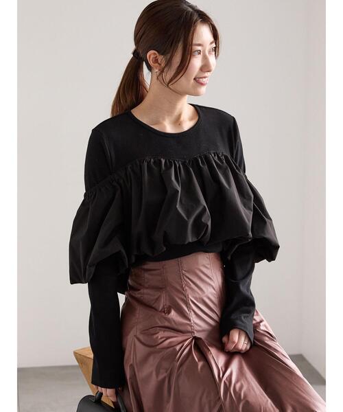 Te chichi(テチチ)の「オフショルドッキングトップス(Tシャツ/カットソー・レディース・ブラック/グレー・F)」の6枚目の写真