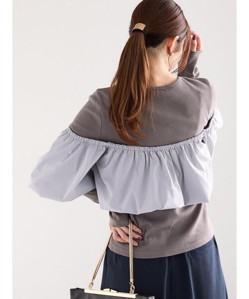 Te chichi(テチチ)の「オフショルドッキングトップス(Tシャツ/カットソー・レディース・ブラック/グレー・F)」の9枚目の写真