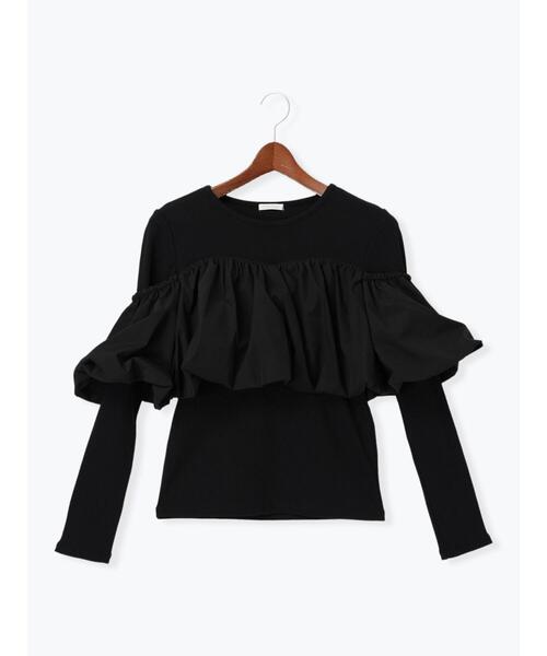 Te chichi(テチチ)の「オフショルドッキングトップス(Tシャツ/カットソー・レディース・ブラック/グレー・F)」の14枚目の写真