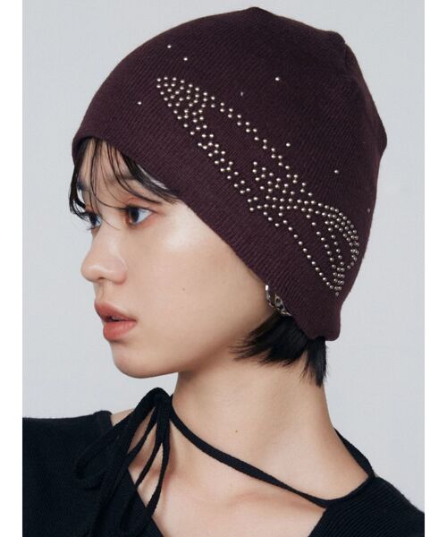 EMODA（エモダ）の「スタッズロゴビーニー（ニットキャップ/ビーニー・レディース・レッド/ブラック・FREE）」の6枚目の写真