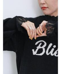 Samansa Mos2 blue | 衿袖フリルレースロンT(Tシャツ/カットソー)