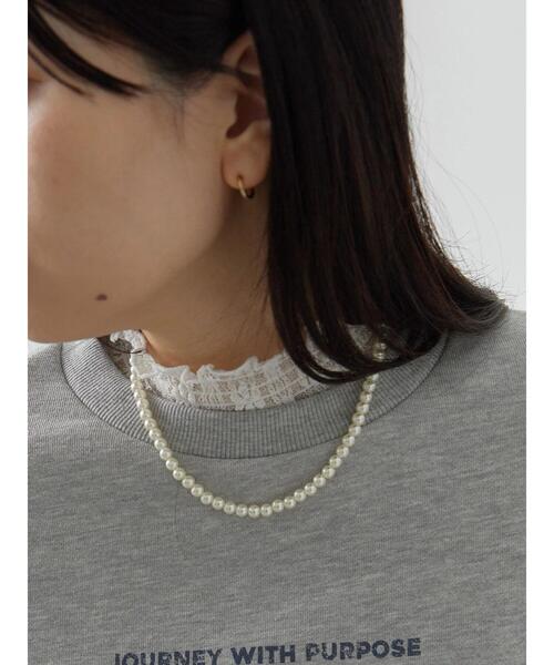 Samansa Mos2 blue（サマンサモスモスブルー）の「衿袖フリルレースロンT（Tシャツ/カットソー・レディース・オフホワイト/ブラック/キナリ・F）」の6枚目の写真