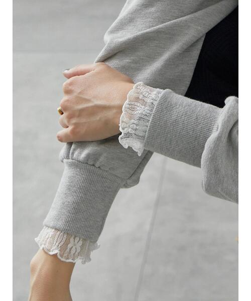 Samansa Mos2 blue（サマンサモスモスブルー）の「衿袖フリルレースロンT（Tシャツ/カットソー・レディース・オフホワイト/ブラック/キナリ・F）」の7枚目の写真