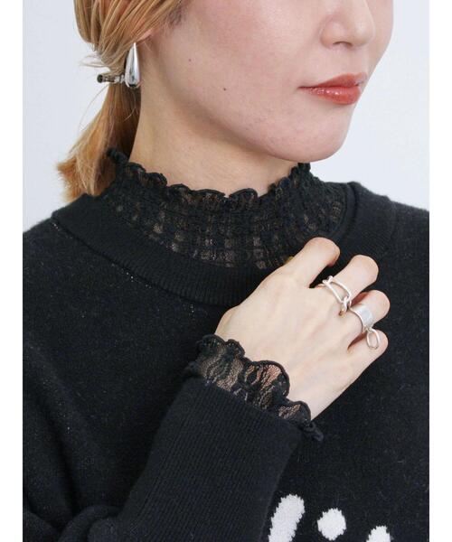 Samansa Mos2 blue（サマンサモスモスブルー）の「衿袖フリルレースロンT（Tシャツ/カットソー・レディース・オフホワイト/ブラック/キナリ・F）」の18枚目の写真