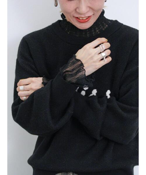 Samansa Mos2 blue（サマンサモスモスブルー）の「衿袖フリルレースロンT（Tシャツ/カットソー・レディース・オフホワイト/ブラック/キナリ・F）」の19枚目の写真