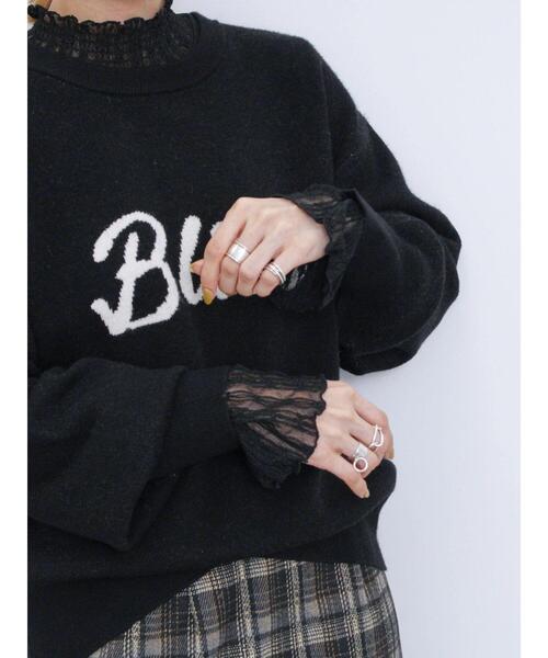 Samansa Mos2 blue（サマンサモスモスブルー）の「衿袖フリルレースロンT（Tシャツ/カットソー・レディース・オフホワイト/ブラック/キナリ・F）」の20枚目の写真