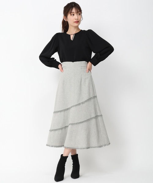 MISCH MASCH(ミッシュマッシュ)の「フリンジAラインスカート/MM447218(スカート・レディース・ブラック/ライトグレー・S/M)」の9枚目の写真