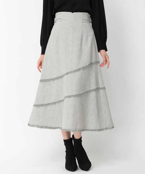 MISCH MASCH(ミッシュマッシュ)の「フリンジAラインスカート/MM447218(スカート・レディース・ブラック/ライトグレー・S/M)」の10枚目の写真