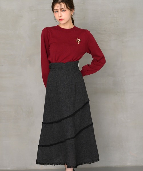 MISCH MASCH(ミッシュマッシュ)の「フリンジAラインスカート/MM447218(スカート・レディース・ブラック/ライトグレー・S/M)」の7枚目の写真