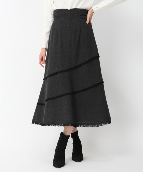 MISCH MASCH(ミッシュマッシュ)の「フリンジAラインスカート/MM447218(スカート・レディース・ブラック/ライトグレー・S/M)」の8枚目の写真