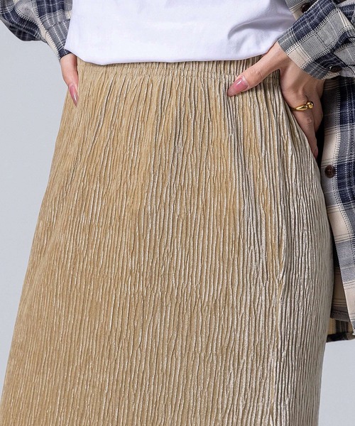 DAY CLOSET（デイ クローゼット）の「【表情変わる光沢感】きれいめ ランダムプリーツ ベロア マーメイドスカート レディース（スカート・レディース・ブラック/ネイビー/ダークブラウン/ベージュ・FREE）」の13枚目の写真