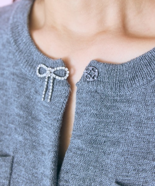 marun（マルン）の「＜大きいサイズ＞ ビジューデザインロングカーディガン marun（カーディガン/ボレロ・レディース・杢グレー/ブラック・5L/4L/3L/LL/L）」の9枚目の写真