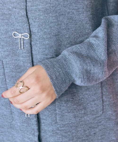 marun（マルン）の「＜大きいサイズ＞ ビジューデザインロングカーディガン marun（カーディガン/ボレロ・レディース・杢グレー/ブラック・5L/4L/3L/LL/L）」の13枚目の写真