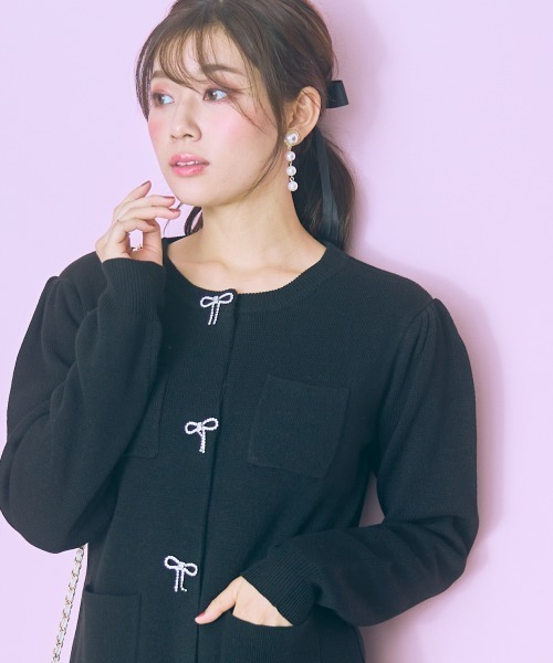 marun（マルン）の「＜大きいサイズ＞ ビジューデザインロングカーディガン marun（カーディガン/ボレロ・レディース・杢グレー/ブラック・5L/4L/3L/LL/L）」の17枚目の写真