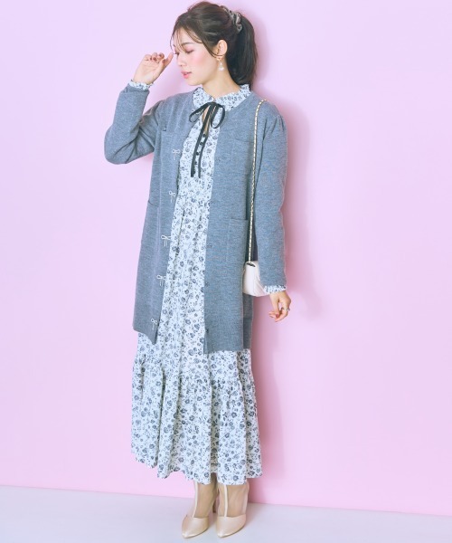 marun（マルン）の「＜大きいサイズ＞ ビジューデザインロングカーディガン marun（カーディガン/ボレロ・レディース・杢グレー/ブラック・5L/4L/3L/LL/L）」の18枚目の写真