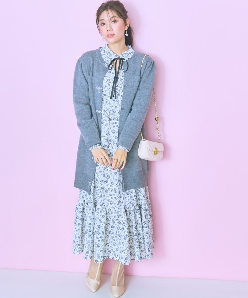 marun（マルン）の「＜大きいサイズ＞ ビジューデザインロングカーディガン marun（カーディガン/ボレロ・レディース・杢グレー/ブラック・5L/4L/3L/LL/L）」の19枚目の写真