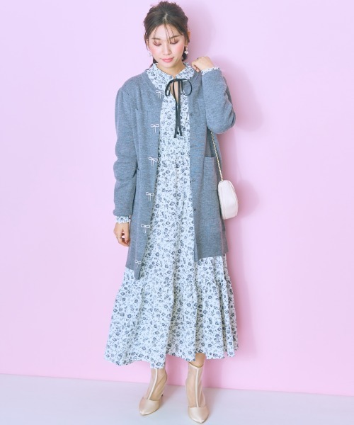 marun（マルン）の「＜大きいサイズ＞ ビジューデザインロングカーディガン marun（カーディガン/ボレロ・レディース・杢グレー/ブラック・5L/4L/3L/LL/L）」の20枚目の写真