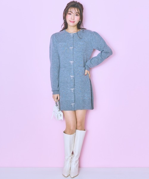 marun（マルン）の「＜大きいサイズ＞ ビジューデザインロングカーディガン marun（カーディガン/ボレロ・レディース・杢グレー/ブラック・5L/4L/3L/LL/L）」の21枚目の写真