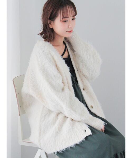 ehka sopo（エヘカソポ）の「Vネックモンスターカーディガン（カーディガン/ボレロ・レディース・ピンク/ブルー/キナリ/ミント・F）」の2枚目の写真