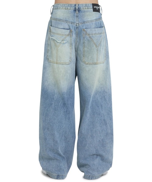 ★OY★VINTAGE WIDE VOLUME PANTS - WASHED BLUE★正規品/人気 OY（オーワイ）の「『OY/オーワイ』PAINT WASHED PANTS/ペイント