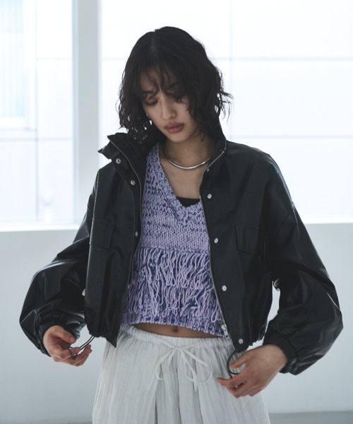 本日迄出品❕【gready brilliant 】エコレザーギャザーブルゾン Gready Brilliant｜Eボイルギャザーブルゾン | Rakuten Fashion