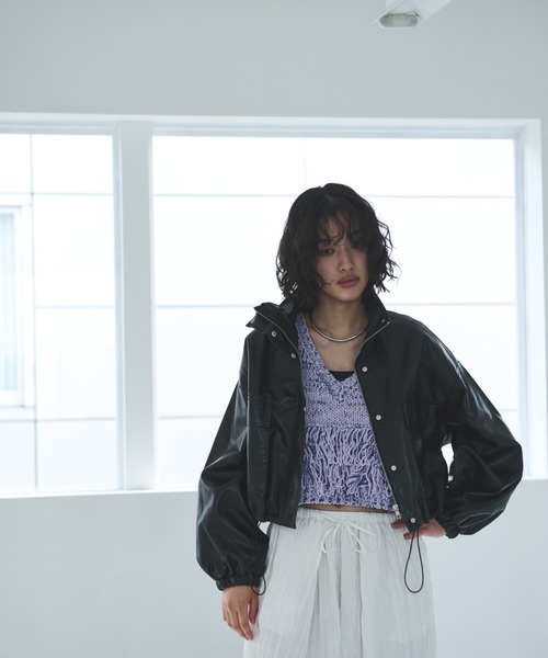 エコレザーショートブルゾン（ブルゾン）｜Trish（トリッシュ）の