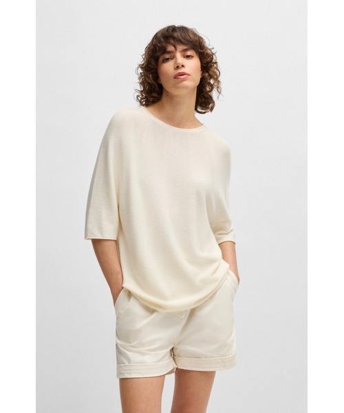 ヒューゴボス　ダブルモノグラム エンブロイダリー シルケットコットン Tシャツ BOSS（ボス）の「ダブルモノグラム エンブロイダリー シルケット