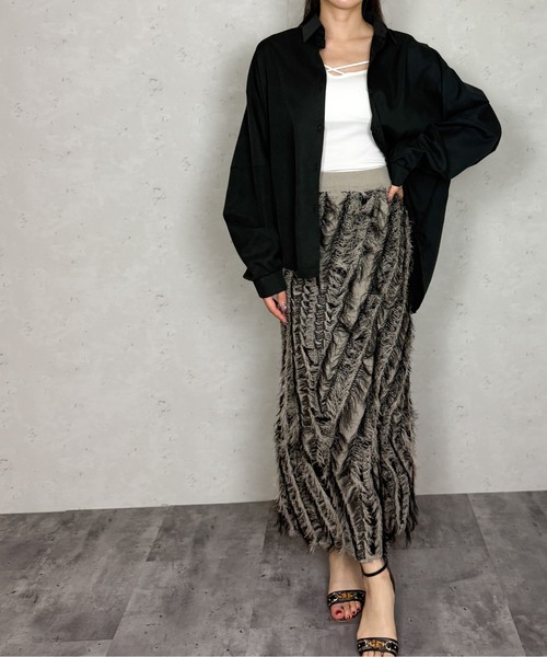 Per sist ence（パーシエンス）の「ビッグシルエットシャツ（シャツ/ブラウス・レディース・ベージュ/ブラック/ホワイト・MEDIUM/LARGE/SMALL）」の10枚目の写真