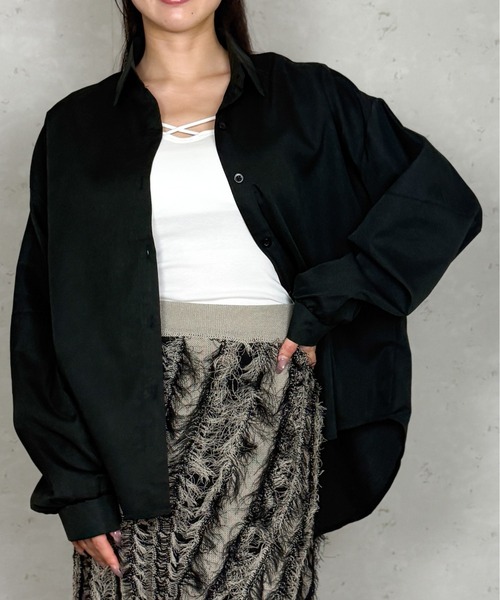 Per sist ence（パーシエンス）の「ビッグシルエットシャツ（シャツ/ブラウス・レディース・ベージュ/ブラック/ホワイト・MEDIUM/LARGE/SMALL）」の9枚目の写真
