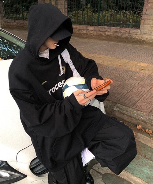 NOWLE（ノウル）の「【NOWLE】スポーツミックス プルオーバー パーカー（パーカー・メンズ・ブラック・X-LARGE/MEDIUM/LARGE）」の4枚目の写真
