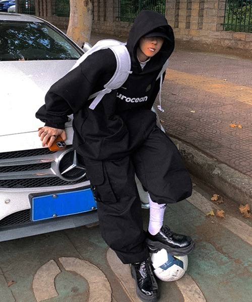 NOWLE（ノウル）の「【NOWLE】スポーツミックス プルオーバー パーカー（パーカー・メンズ・ブラック・X-LARGE/MEDIUM/LARGE）」の6枚目の写真