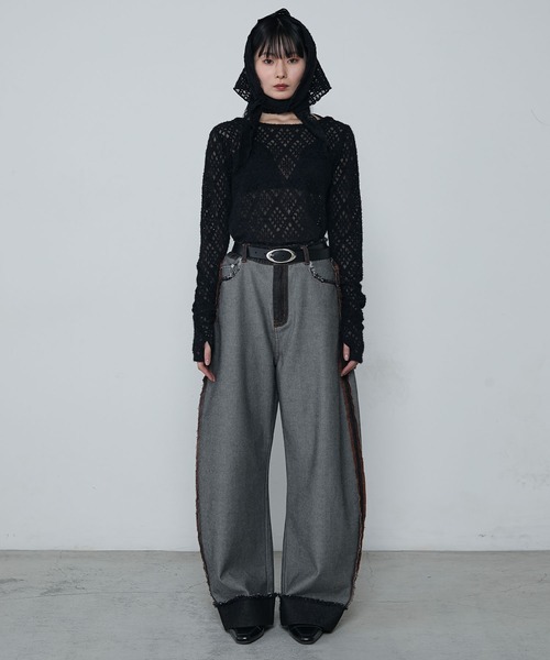 【THEAIRTOWN】fairy knit puff ops スカーフセットワンピース★ スタッズ＆フールスカーフ ワンピース - チョコレート | ZARA