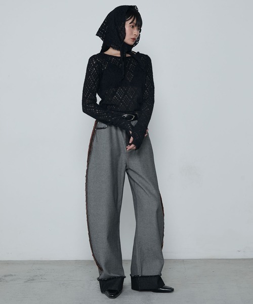le ELMi（ルエルミ）の「Multiway brushed lace tops ＆ babushka scarf set / マルチウェイ 起毛レーストップス ＆ バブーシュカ スカーフ セット（Tシャツ/カットソー・レディース・アイボリー/ブラック・FREE）」の17枚目の写真