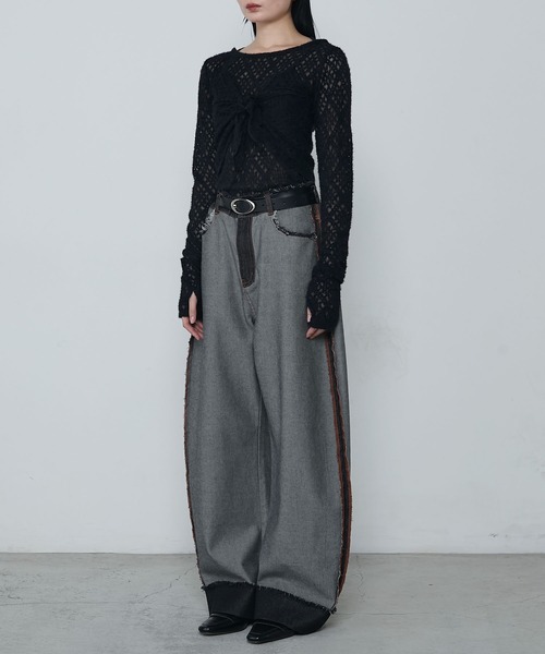 le ELMi（ルエルミ）の「Multiway brushed lace tops ＆ babushka scarf set / マルチウェイ 起毛レーストップス ＆ バブーシュカ スカーフ セット（Tシャツ/カットソー・レディース・アイボリー/ブラック・FREE）」の21枚目の写真