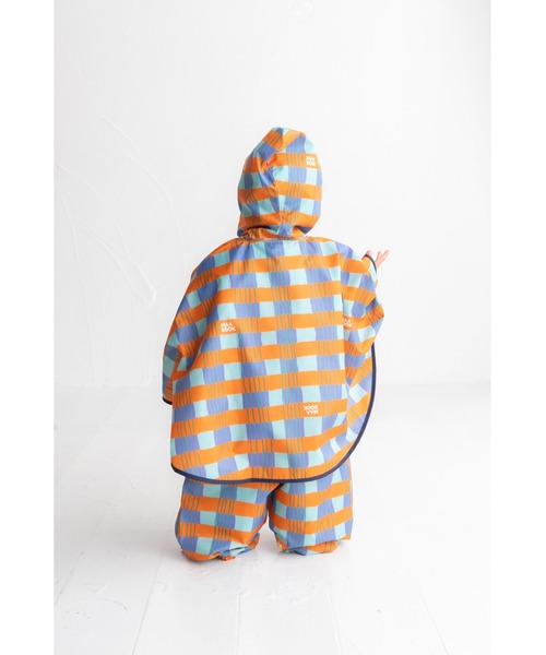 MR(まる)の「レトロフラワー・アートチェックレインポンチョ(レインコート/ポンチョ・キッズ・オレンジ/ピンク・M/S)」の6枚目の写真